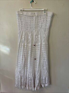 Cupio White Crochet Maxi Skirt